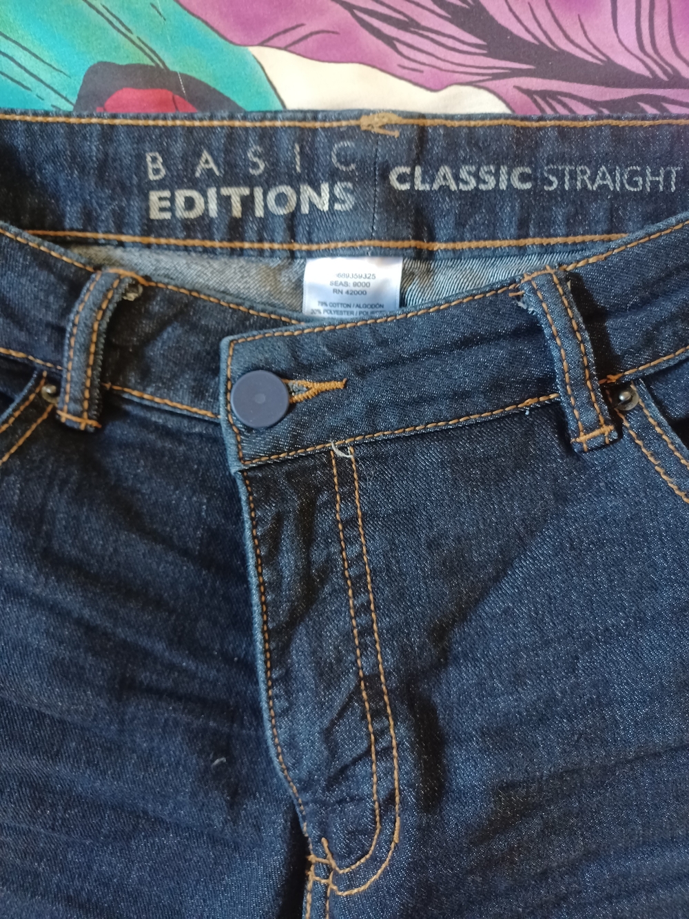 Basic Editions Classic Womens straight Leg Jeans - Dark Blue